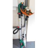 A Qualcast electric hedge trimmer, and a Stihl strimmer. (2)