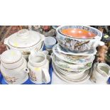 Ceramics, part tea services, fruit bowl, etc. (1 tray plus)