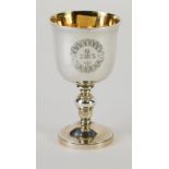 A George IV miniature silver gilt chalice, by Rebecca Emes and Edward Barnard, with bell shaped bowl