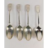 A set of three Edward VII silver spoons, fiddle pattern initialled, London 1901, 16cm long, 3.3oz, a