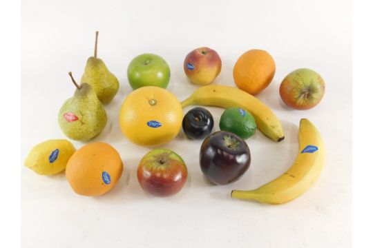 A collection of porcelain models of fruit, each realistically painted and labelled Penkridge England - Image 1 of 3