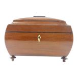 Withdrawn Pre Sale by Vendor. An early Victorian mahogany and ebony strung sarcophagus shaped tea c