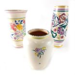 Various Poole vases, one decorated with flowers, 24cm high, marked CS111 beneath, various others, et