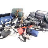 Various cameras and associated equipment, cased, Logik case containing Ilford Sportsman camera with