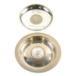 A commemorative Sir Winston Churchill silver dish, of circular form, centred by centenary coin circa