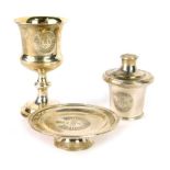 A George IV silver travelling communion set, by Joseph and John Angell, comprising of chalice, with