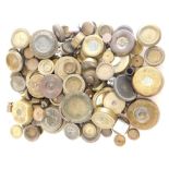 Various brass weights, 7cm diameter, etc. (a quantity)