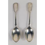 A pair of George V silver tablespoons, by Francis Stebbings, fiddle pattern, London 1913, 19cm long,