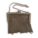 A 20thC silver chain mail evening purse, with orb clasps and chain handle, marked 925, 9cm wide .