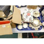 Various decorative china and effects, books, part services, Royal Albert Moss Rose part service, var
