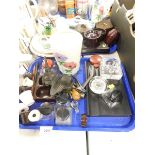 Various china and effects, Radford, inkwells, Bakelite, glassware, ink stand, lidded toothbrush, etc