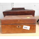A Victorian rosewood sarcophagus shaped tea caddy, and a further box of rectangular form.