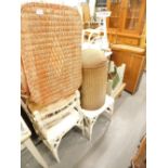 A collection of furniture, including Scandinavian high backed chair, (AF), two conservatory chairs,