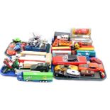 A group of diecast vehicles, play worn, to include trucks, flat bed trolleys, Ringos, Tesco truck, W