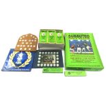 A Subbuteo Table Soccer set, additional C102 set, garage pieces and collector's coins. (a quantity)