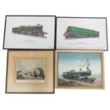 A group of railway related prints, comprising Great Weston Railway Cattle Class 4079, 37cm x 56cm, S