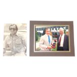 A signed photograph of Jackie Stewart, and a photograph of Jackie Stewart receiving an award from To