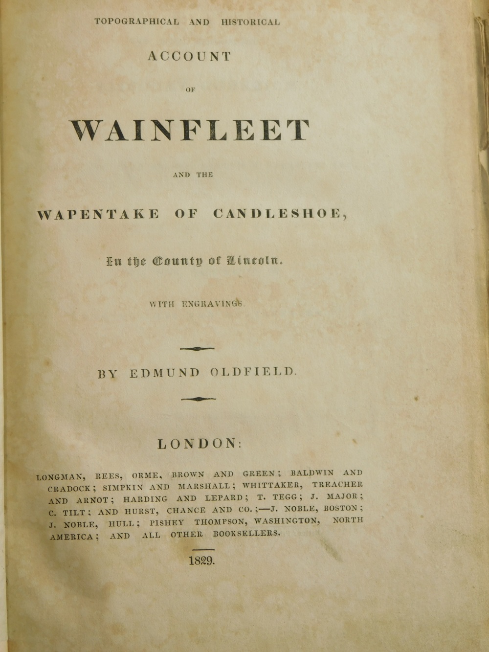 Oldfield (Edmund) A TOPOGRAPHICAL ACCOUNT OF WAINFLEET... engraved plates, later half calf, large 8v - Bild 2 aus 5