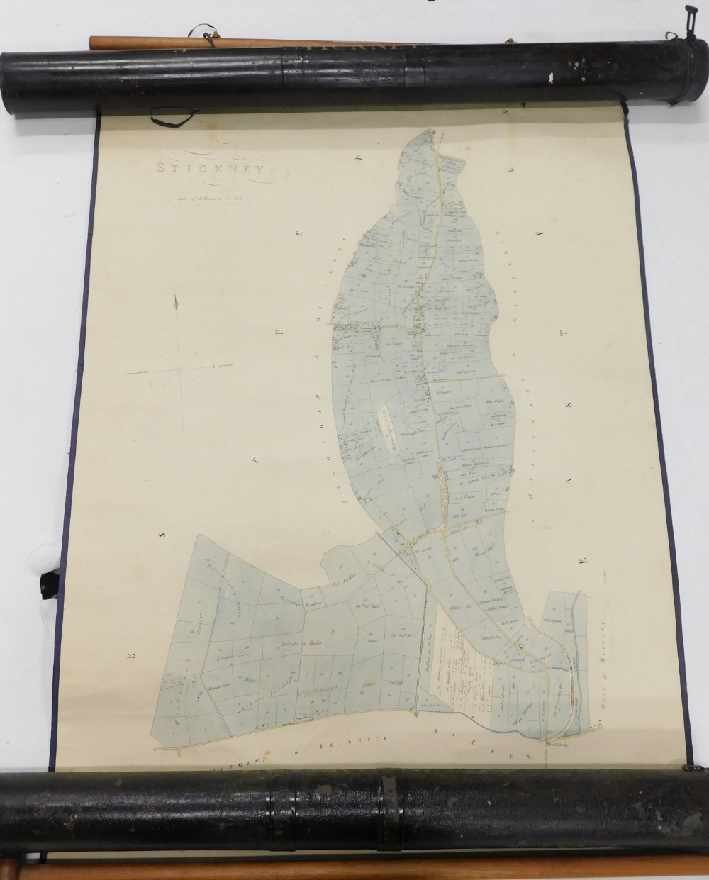 Three Lincolnshire related Ordnance Survey maps, each with a turned mahogany rail and a Tollware or - Bild 2 aus 2