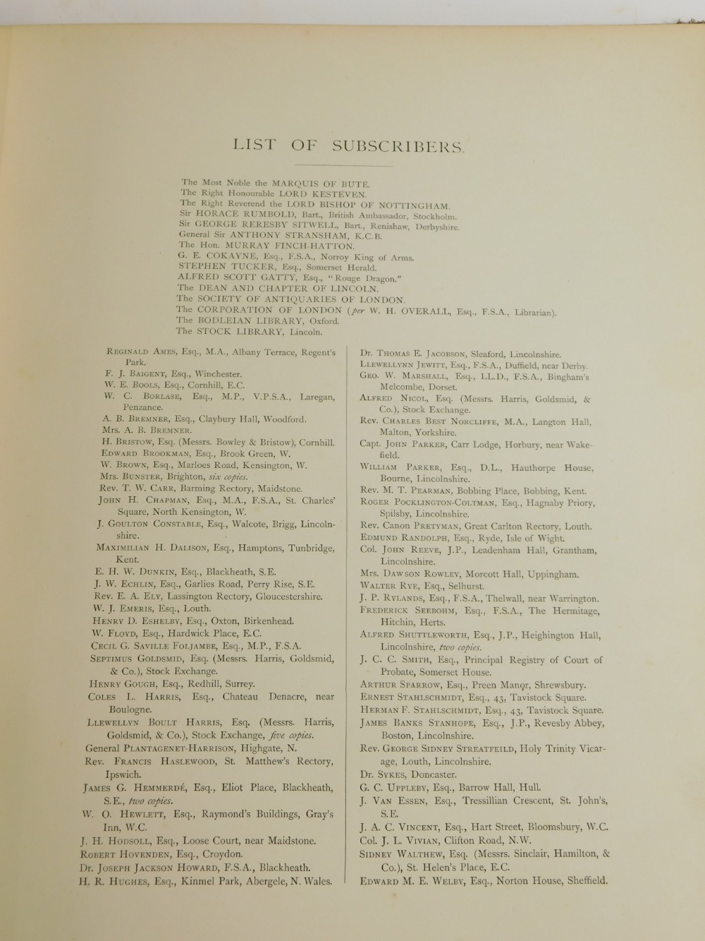 Greenstreet (James, ed.) THE LINCOLNSHIRE SURVEY, publisher's cloth, folio, 1884. - Bild 3 aus 6