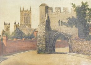 Alfred Ernest White (1873-1953). Newport Arch and View from Pottergate, oil on canvas, a pair, signe