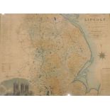 After Greenwood. Map of the county of Lincoln, from an actual survey in colours, print, 64cm x 83cm.