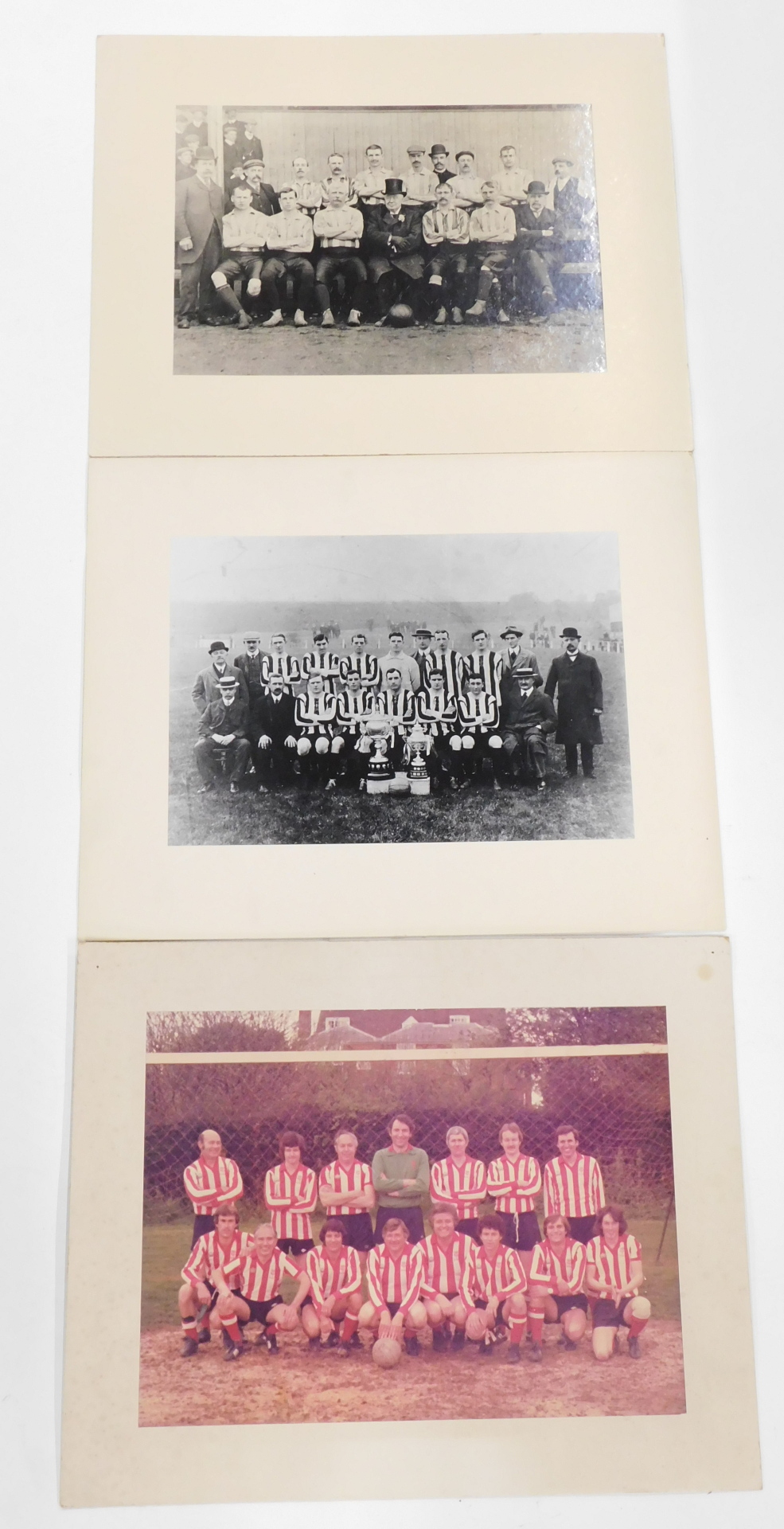 Three photographic prints of Lincoln City Football Club squads, 26cm x 38cm. (3)