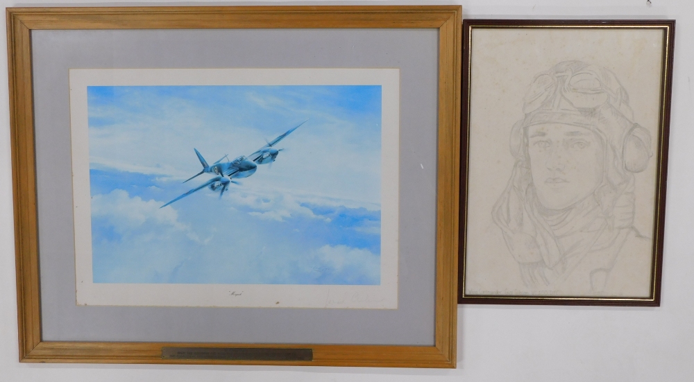 After Taylor. Mosquito, print, signed by Leonard Cheshire to the mount, 30cm x 47cm and L Cork (20th - Bild 3 aus 8