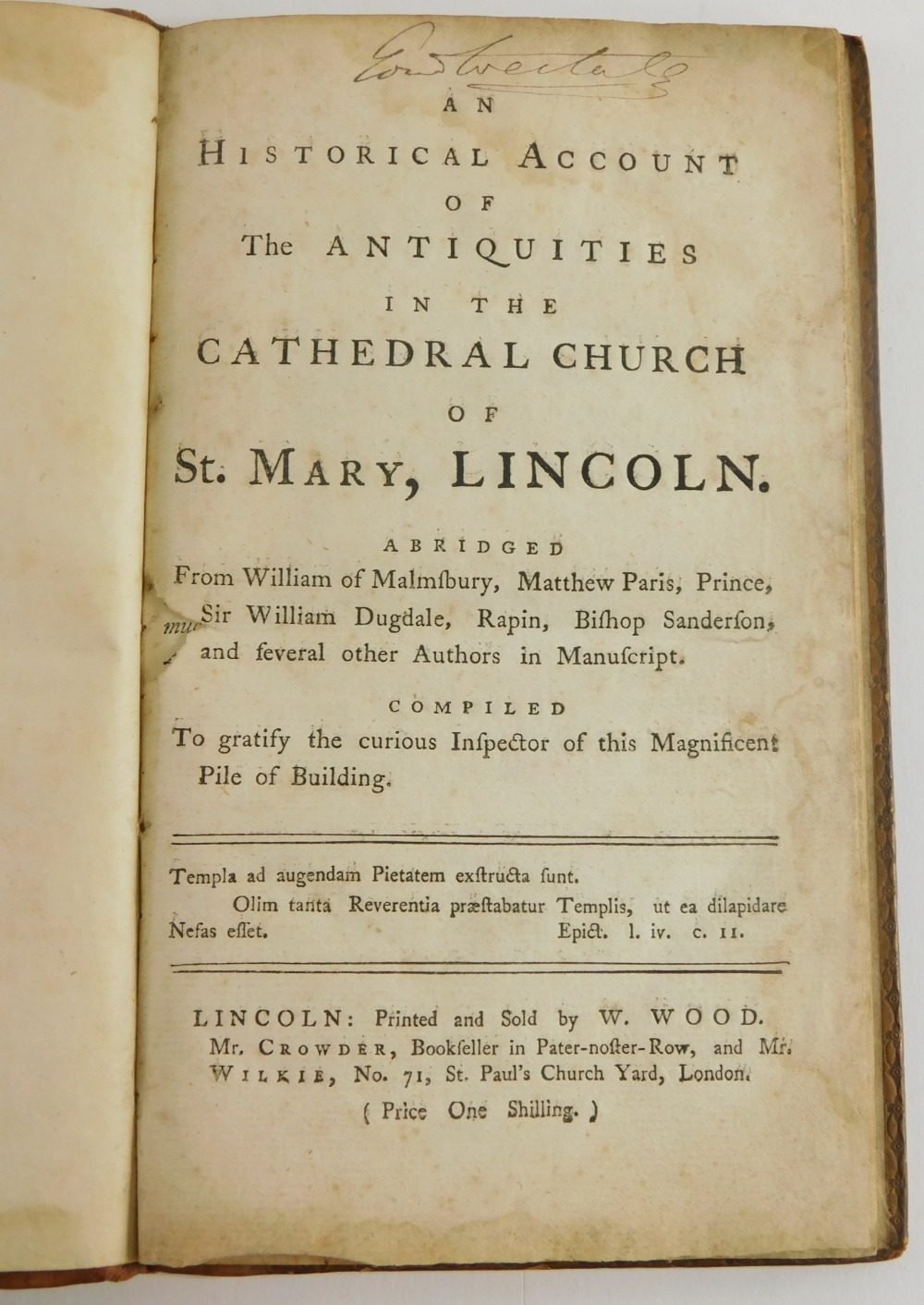 [Anon] Lincoln.- AN HISTORICAL ACCOUNT OF THE ANTIQUITES IN THE CATHEDRAL CHURCH OF ST MARY, LINCOLN - Bild 2 aus 4