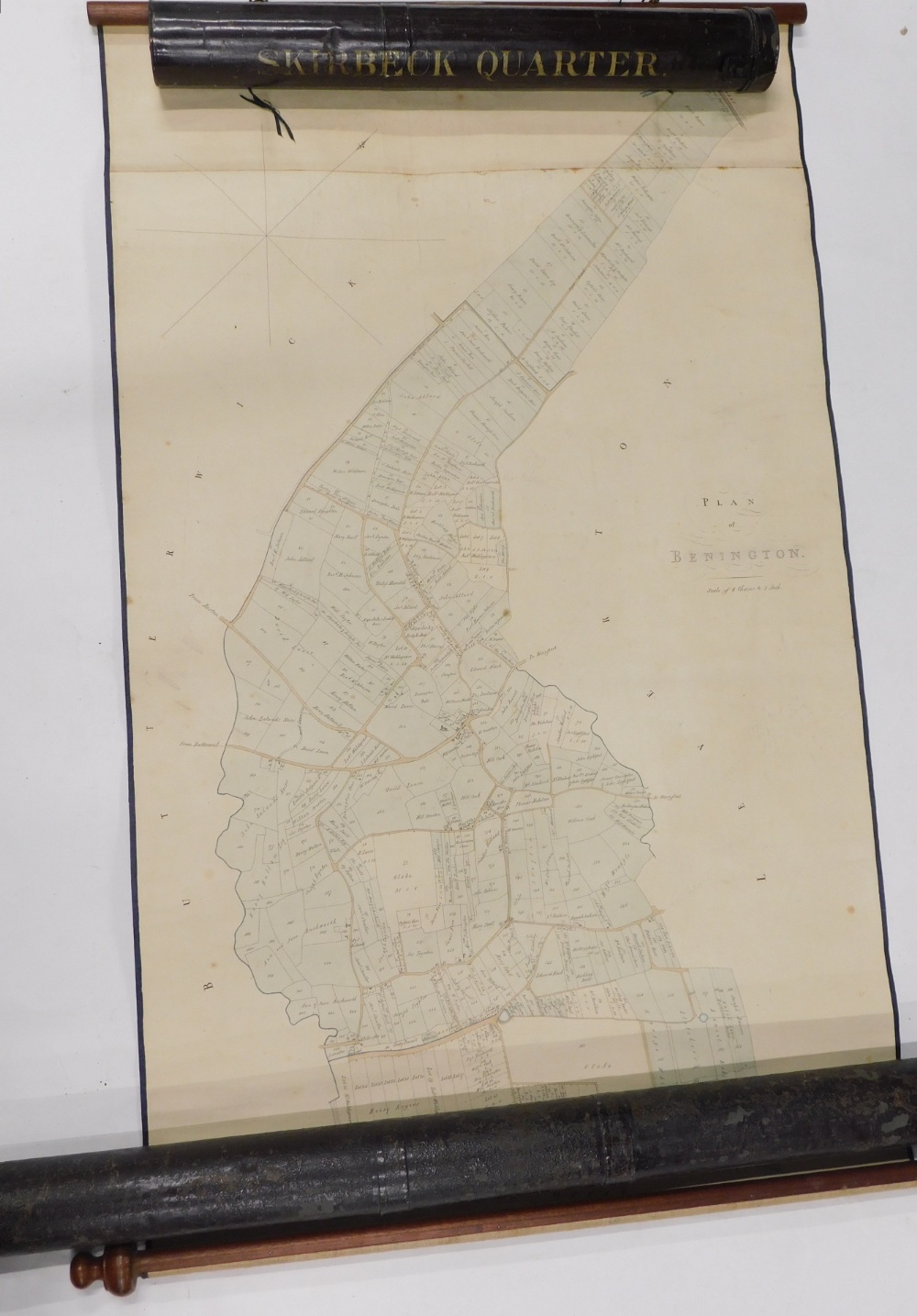 Three Lincolnshire related Ordnance Survey maps, each with a mahogany rail and a Tollware or painted - Bild 2 aus 2