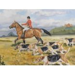 Tim Shelbourne (20thC). Belvoir Hunt, huntsman and hounds, oil on canvas, signed 50cm x 70cm.