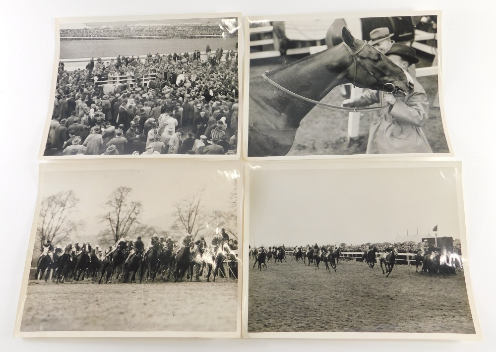 Lincoln racecourse interest. A black and white photograph of the Lincoln Handicap 1947, won by Jocke