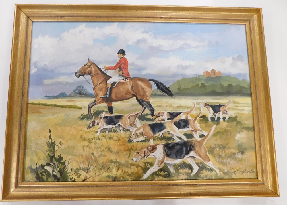 Tim Shelbourne (20thC). Belvoir Hunt, huntsman and hounds, oil on canvas, signed 50cm x 70cm. - Bild 2 aus 5