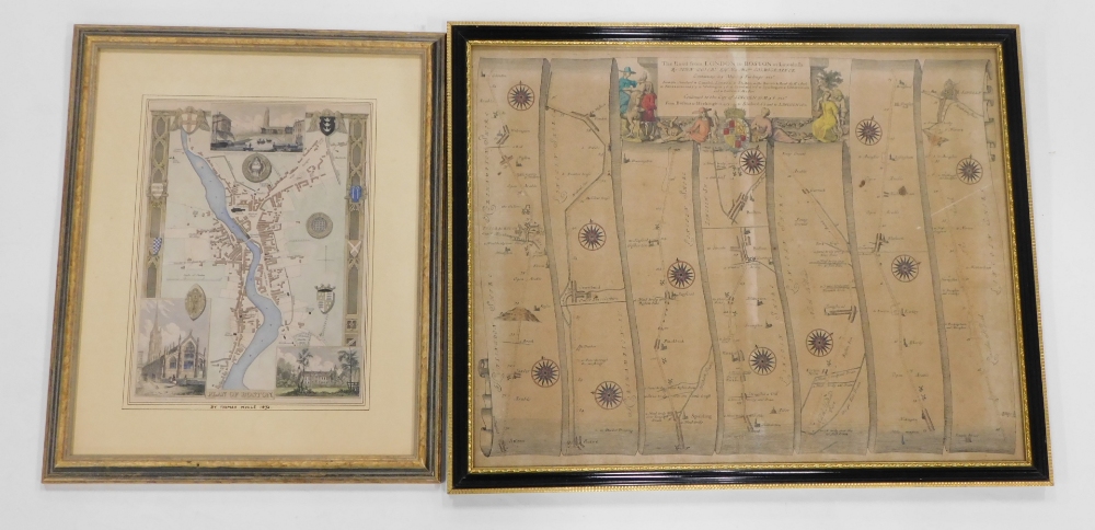 After Ogleby. Road from London to Boston in Lincolnshire map in colours, 34cm x 44cm, and a late pla - Bild 3 aus 4