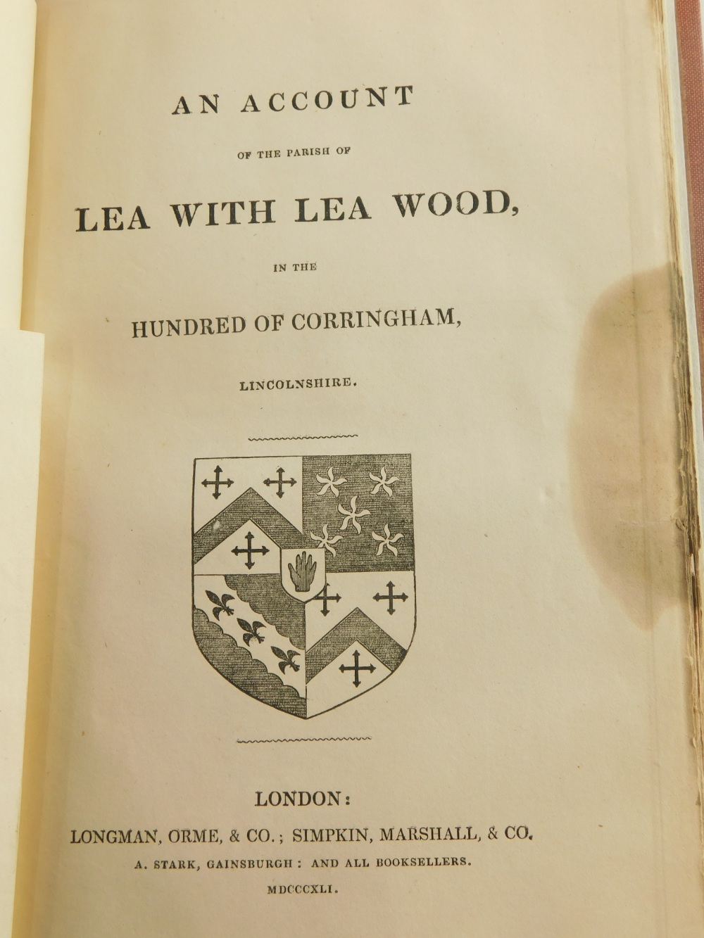 [Stark (Adam)] AN ACCOUNT OF THE PARISH OF LEA WITH LEA WOOD, folding pedigree, publisher's calf-bac - Bild 2 aus 4