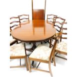 A Bevan Funnell Reprodux mahogany twin pedestal dining table, with one additional leaf, 76cm high, 2