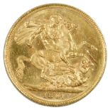 A Victorian full gold sovereign, dated 1891, 7.9g.