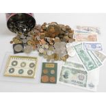 A group of world and pre decimal GB coinage, to include commemorative coins, American coinage, cents