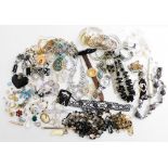 Assorted costume jewellery, including dress wristwatches, charm bracelets, necklaces, brooches, earr