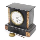 A Victorian black slate and marble mantel clock, J.W Benson, 33 and 34 Ludgate Hill, London, with wh
