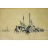 19thC Venetian School. Fishing boats, pencil study on paper, signed in pencil a'Venice 1834, unsigne