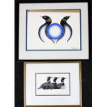 Kenojuak Ashevak (1927-2013 Inuit School). Return of the Loons, print, signed, 14cm x 21.5cm, and Ed