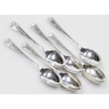 A set of George V silver Old English pattern coffee spoons, engraved with harebells, Sheffield 1916,