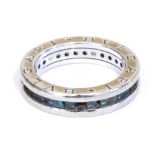 A Bulgari 18ct white gold and aquamarine full eternity ring, size N/O, 8.9g. (AF)