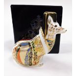 A Royal Crown Derby porcelain Welsh Corgi paperweight, limited edition number 131/500, red printed m