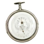A George III gentleman's silver pair cased pocket watch, by Charles Hewison, London, open faced, key