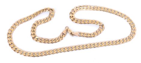 A 9ct gold curb link neck chain, on a lobster claw clasp, 19.6g, 46cm wide.