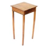 A Georgian yew side table, the square top above a boxwood and ebony parquetry border, raised on four