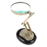 A Watts and Sons Ltd Opticians, London, desktop magnifier, diameter of the magnifier 12cm.