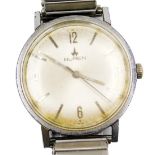 A mid century Buren gentleman's stainless steel cased wristwatch, circular dial bearing Arabic numer